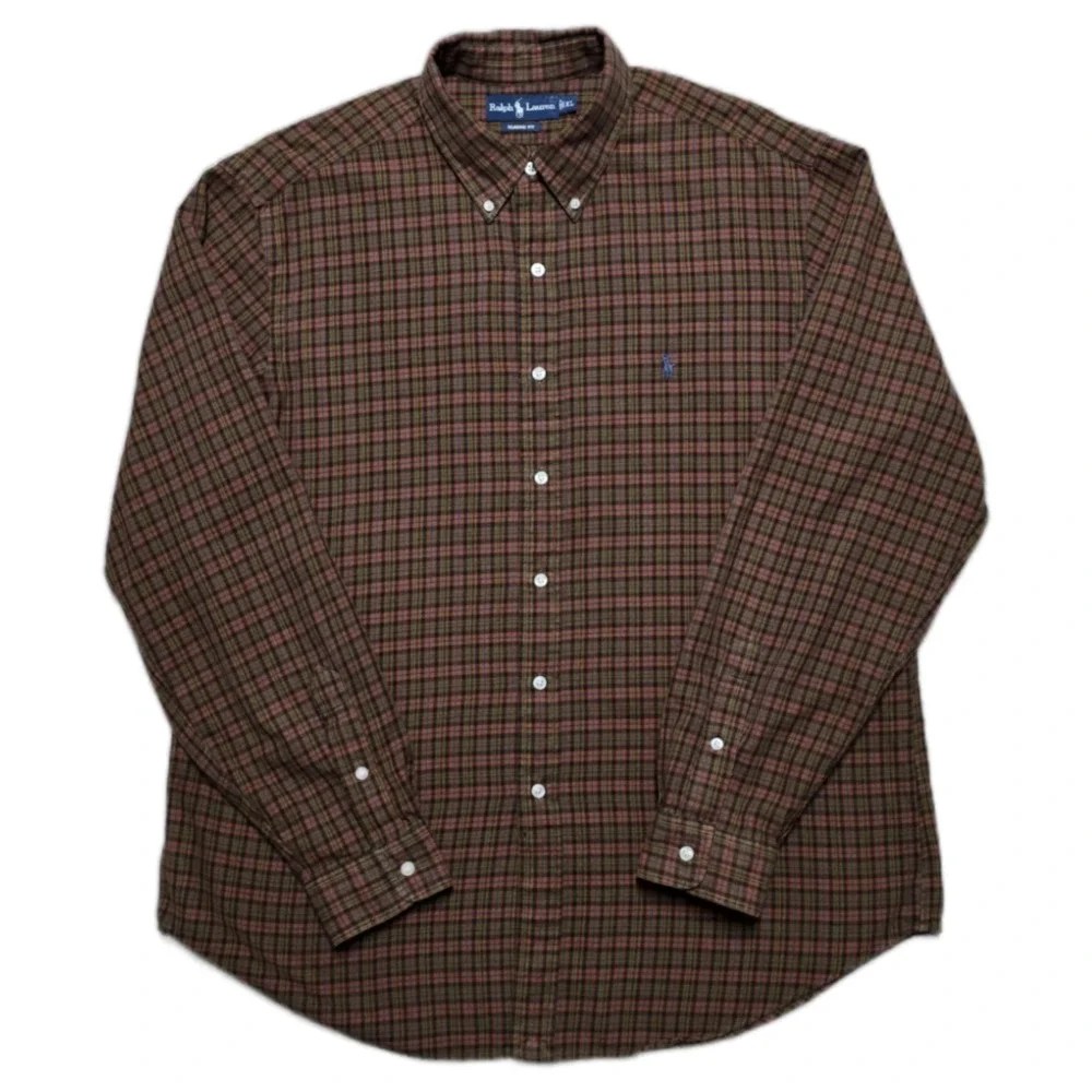 VTG Ralph Lauren Lightweight Flannel Shirt Mens‎ XL Tartan Plaid 90s Classic Fit